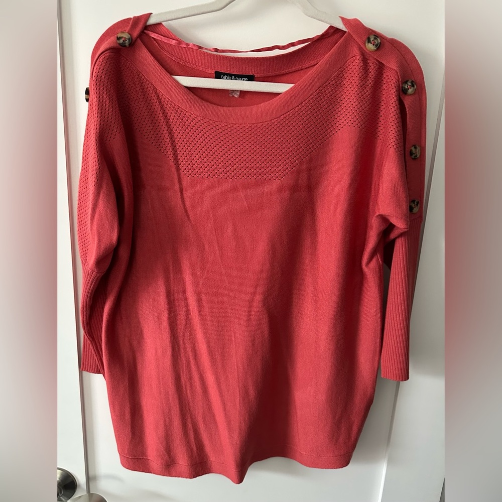 Cable & Gauge Coral Sweater with Button Accents